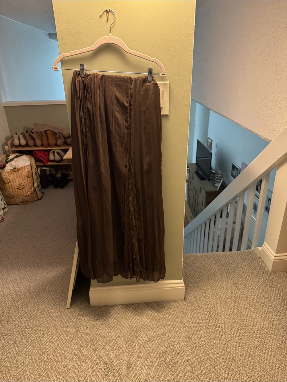 Zara Brown Pleated Maxi Skirt